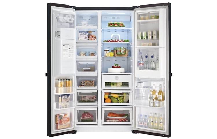 LG 179cm | Szkło w odcieniach brązu | System Bez hydraulika | 610L | A+ | Total no Frost | Kompresor liniowy | Ochrona wilgotności | V Fresh | Pure N Fresh | Bioshield | Automatyczna kostkarka w drzwiach, GS9266KBCV